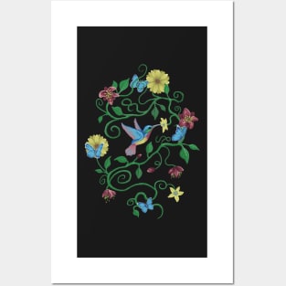 Colibri and butterflys Posters and Art